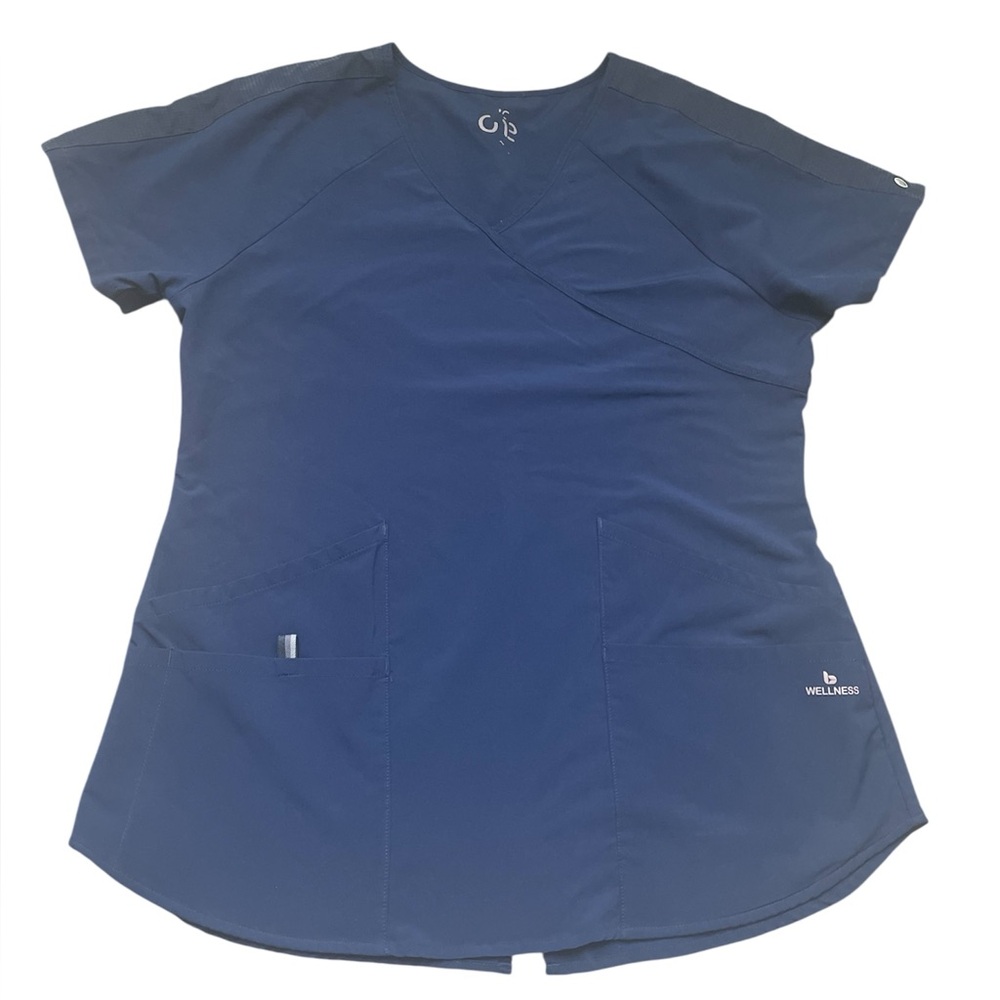 Barco Uniforms Wellness Deep Blue Short Sleeve Top Scrub Top Navy Blue